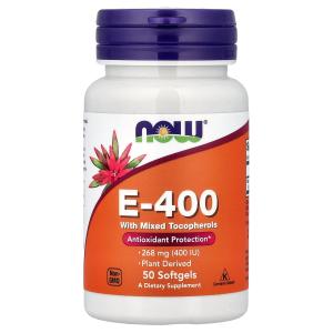 NOW Foods Vitamin E-400 Natural Source Softgel Capsules — Full-Spectrum Tocopherol Antioxidant Support